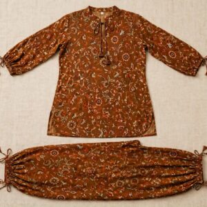 Women Brown Floral Khaddar Co-Ord Set